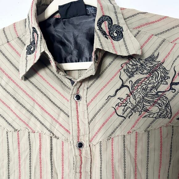 Olive Green Long Sleeve Embroidered Button Up Top - Picture 3 of 6